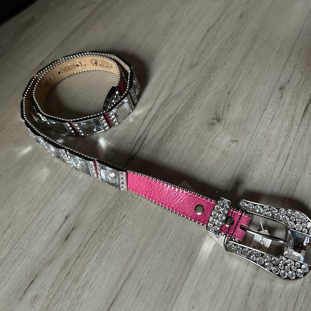 BB SIMON Belt HOT PINK leather Chunky Swarovski Crystal